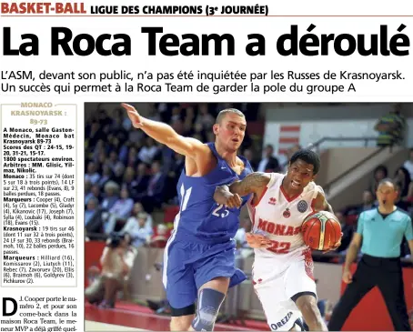  ?? (Photos Jean-François Ottonello) ?? Gerald Robinson a fait parler son talent. La Roca Team n’a pas tremblé.