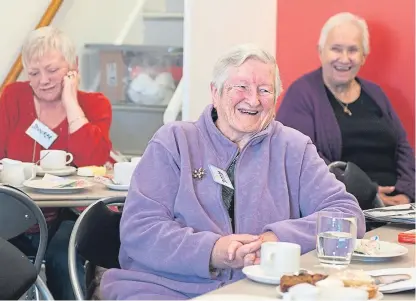  ?? Picture: Paul Smith. ?? Everything stops for tea at the new Young at Heart club at the Johnshaven Heritage Hub Museum, with Valley Craig enjoying a break in the activities.