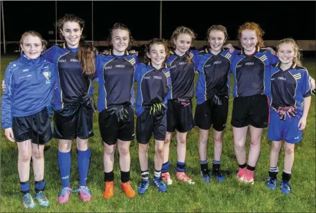  ??  ?? CT Gaels U12 girls who are also on the side’s U14 panel who have completed a unique ‘A’ championsh­ip double this season.