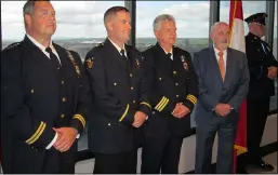  ?? MICHAEL GWIZDALA-MEDIANEWS GROUP ?? Friday morning, the Troy Police Department held a promotion ceremony to elevate Captain Steven M. Barker to the rank of Assistant Chief of Police.