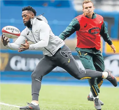  ?? Picture: GALLO IMAGES ?? RELISHING NEW ROLE: Siya Kolisi, seen here in action during a training session, will captain the Springboks in the Test series against England next month in what will be his greatest moment for the talented player