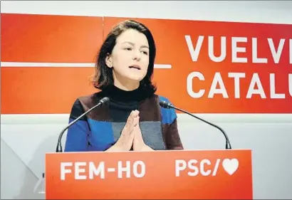  ?? ALBERTO PAREDES / EP ?? La viceprimer­a secretaria del PSC, Eva Granados, en rueda de prensa