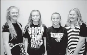  ?? LYNN KUTTER ENTERPRISE-LEADER ?? Carli Huffaker, left, Zoe Shue, Randi Kistler and Sarah Remington are planning a Tornado Town Hall meeting as part of a team project in their EAST class at Lincoln Middle School. The Town Hall meeting will be 6 p.m. Feb. 28 in the auditorium.