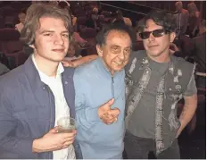  ??  ?? George Klein, center, and Andrew White, left, and Johnny Holiday of The Low Life Lovers were at the “Sun Records” watch party at Malco Paradiso.