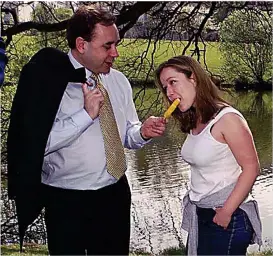  ??  ?? Ice to see you: Alex Salmond, who is fond of a glass of wine or two, never quite lived down the infamous lolly-licking incident