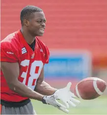  ?? ARYN TOOMBS/ CALGARY HERALD ?? Defensive back Buddy Jackson practices at McMahon Stadium Monday. The Stamps head to Ottawa for a game Friday.