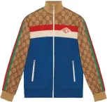  ??  ?? Jaket jersey motif lambang GG Gucci