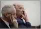  ?? STUART CAHILL — THE BOSTON
HERALD ?? Celebrity chef Mario Batali listens during testimony at Boston Municipal Court on the second day of his sexual misconduct trial on