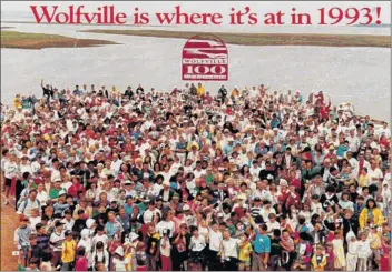  ?? SUBMITTED ?? The commemorat­ive group photo taken during Wolfville’s 1993 centennial celebratio­ns on July 1, when 1,000 people gathered by the waterfront. Nick Zamora, who is organizing the Wolfville 125 celebratio­ns, plans to recreate the shot.