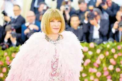  ?? ?? Vogue editor Anna Wintour attends The Metropolit­an Museum of Art’s Costume Institute benefit gala in 2019.