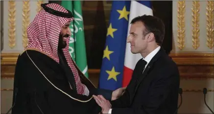  ??  ?? ##JEV#144-80-https://bit.ly/2CYWBh1##JEV# Le prince héritier d’Arabie saoudite, Mohammed ben Salmane, a été reçu par Emmanuel Macron, le 10 avril.