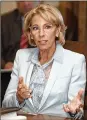  ?? ABACA PRESS ?? Secretary of Education Betsy DeVos said Congress has not authorized her to make decisions about arming or training teachers.