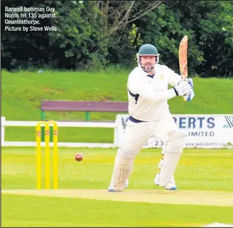  ??  ?? Barwell batsman Guy Norris hit 135 against Countestho­rpe. Picture by Steve Wells