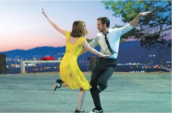  ?? WENN.COM ?? La La Land, starring Emma Stone and Ryan Gosling, earned 14 Academy Award nomination­s Tuesday, including nods for the singing, dancing leads. The London, Ont.-born Gosling is up for Actor in a Leading Role.