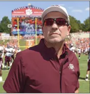  ?? (AP file photo) ?? Texas A&M Coach Jimbo Fisher put together his fourth consecutiv­e top-10 signing class Wednesday and the Aggies finished the day with the nation’s top class according to the 247Sports composite rankings.