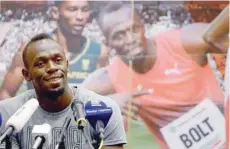  ?? — Reuters ?? Jamaican sprinter Usain Bolt reacts during a news conference before the Ostrava Golden Spike athletics meeting in Ostrava, Czech Republic.