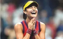  ?? USA TODAY ?? Emma Raducanu of Great Britain celebrates after match point against Maria Sakkari of Greece (not pictured) in US Open yesterday. She won 6-2 6-4.