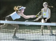  ?? Dan Watson/ The Signal ?? Carmella Demarco, left, and Avry Bedrossian of West Ranch doubles team at The Paseo Club on Thursday.