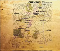  ??  ?? A map by Hans Engvall shows the areas featured in “El Campo Santo.”
