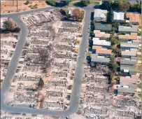  ?? Army National Guard photos by Capt. Will Martin ?? An aerial view of the homes burnt to the ground by the wildifres in Santa Rosa, California, taken on Saturday.