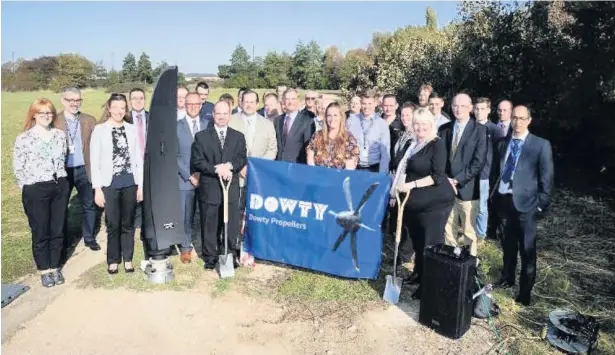  ??  ?? Dowty Propellers breaks ground at their new Gloucester facility. The company suffered a fire which destroyed their old factory at Staverton