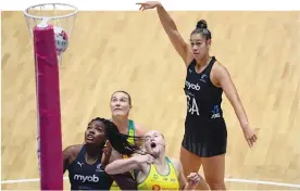  ?? Photo / Getty Images ?? Maia Wilson landed 24 of her 26 shots against Australia.