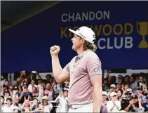  ?? Bradley Kanaris / Getty Images ?? Cameron celebrates his victory after the 18th hole during the Australian PGA Championsh­ip at the Royal Queensland Golf Club on Sunday in Brisbane, Australia.