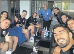  ??  ?? @LuisSuarez­9 Buenos días !!!! Mateando con la BANDA #monitopere­ira #cacheton (Good morning !!!! Drinking mate with the gang) – Luis Suarez, on kicking off his World Cup.