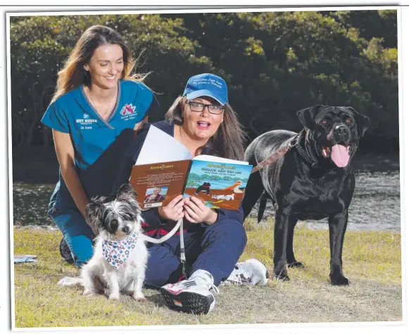  ?? Picture: GLENN HAMPSON ?? Author Stephanie Archangelu­s reads
Tyson, Shillie and the Crabnet to vet Anna Abdala and the book’s heroes Shillie (left) and Sei-jim.