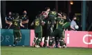  ?? Photograph: Douglas DeFelice/USA Today Sports ?? Portland Timbers celebrate after Dario Zuparic scores the winner.