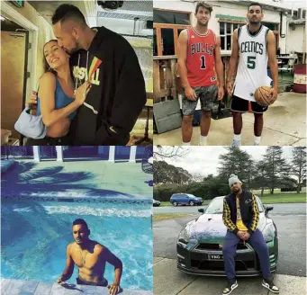  ??  ?? Kyrgios’s Instagram account shows a calmer life away from tennis, including time with his girlfriend Chiara Passari