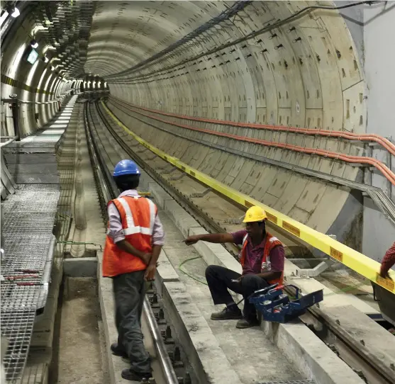  ?? AFP ?? Namma Metro Rail tunnel in Bangalore. India’s railways are described as the backbone of the economy