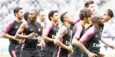  ?? — AFP photo ?? Paris Saint-Germain’s Brazilian forward Neymar (centre) attends a training session at Universiad­e Stadium in Shenzhen in this Aug 3 file photo.