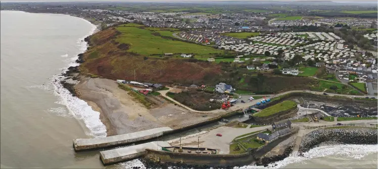  ??  ?? An aerial phot of the dredging works at Courtown Pier. Photo: Páid Bates of Skypix.ie