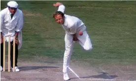  ?? Photograph: Colorsport/Shuttersto­ck ?? England's Derek Underwood, with umpire Dickie Bird behind him, bowls during the second Test against the West Indies at Edgbaston in 1973.