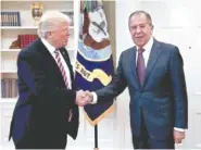  ?? RUSSIAN FOREIGN MINISTRY VIA AP ?? President Donald Trump meets with Russian Foreign Minister Sergey Lavrov on May 10 in the Oval Office.