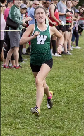  ?? JENNIFER FORBUS — FOR THE MORNING JOURNAL ?? Westlake sophomore Stephanie Nivellini was the top area finisher in the girls Maroon race at the 2021Avon Lake Early Bird Invitation­al cross country meet Sept. 4. She finished second overall.