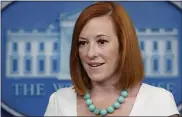  ?? SUSAN WALSH — THE ASSOCIATED PRESS ?? White House press secretary Jen Psaki speaks during the daily briefing at the White House in Washington, Monday, July 26.