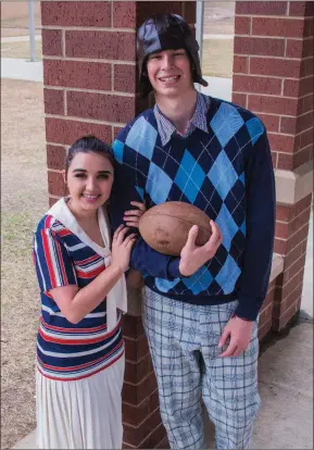  ?? WILLIAM HARVEY/RIVER VALLEY & OZARK EDITION ?? Babe, played by Lexie Shipe, has her eyes set on Bobby, played by Wilson Gifford, in the Conway High School production of Good News! The musical is set in the 1920s on a college campus and features songs such as “Life Is Just a Bowl of Cherries.”