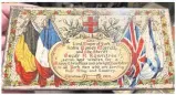  ??  ?? A Rowntree’s chocolates tin sent to “all York men who are serving their King and Country” by the Lord Mayor of York and the Sheriff, Oscar P. Rowntree at Christmas, 1914