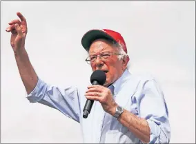  ??  ?? Democratic presidenti­al candidate and Vermont Sen. Bernie Sanders talks to the crowd during a rally on Sept. 22 in Norman. [THE OKLAHOMAN ARCHIVES]