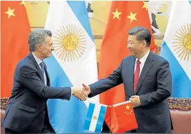  ??  ?? En Beijing. Macri con su par chino, Xi Jinping, en mayo de 2017.