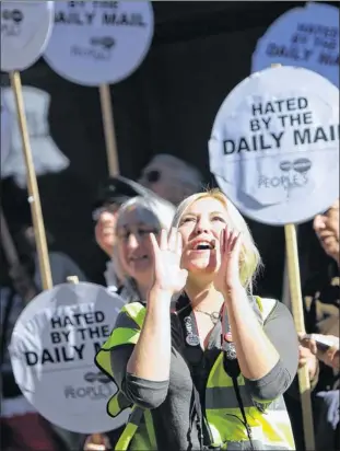  ??  ?? ANGER: More than 200 people demonstrat­ed outside the Daily Mail’s headquarte­rs over recent coverage. Picture: PA