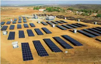  ?? Divulgação ?? Condomínio solar para geração de energia da Enel na cidade de Tabuleiro do Norte (CE)