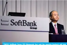  ??  ?? TOKYO: SoftBank Group CEO Masayoshi Son said the massive buyback will help strengthen the firm’s balance sheet and reduce debt — AFP