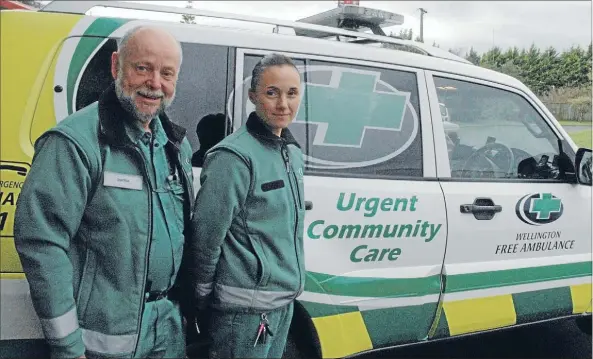  ?? Photo: SOPHIE LEGGETT ?? Community care: Wellington Free Ambulance medical director Dr Andy Swain and clinical lead Emily Powell.