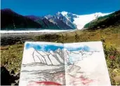  ?? KRISTIN LINK ?? A watercolor and pencil artwork by instructor Kristin Link depicts the Stairway Icefall in Alaska’s Wrangell-st. Elias National Park and Preserve.