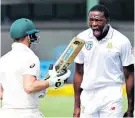  ??  ?? Flashpoint­s: Kagiso Rabada and Steve Smith (left), Mike Gatting with Shakoor Rana, and Ranjan Madugalle (below)