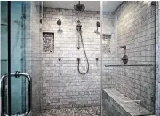  ?? Photo courtesy of A-Plus Glass Service ?? When you decide upon the type of shower enclosure you would like, you need also consider which type of glass doors will work best.