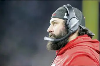  ?? THE ASSOCIATED PRESS ?? New England Patriots defensive coordinato­r Matt Patricia is seen on the sidelines Sunday against Eagles in Super Bowl 52.